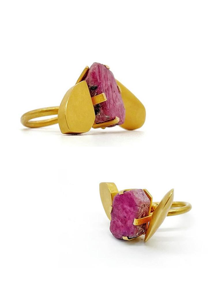 Rike Bartls, Ring, 900/- Gold, Rohrubin