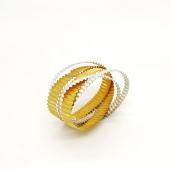 Christiane Gilg, Armreif, doppelt, gekreuzt, Gold, Silber, Wellblech